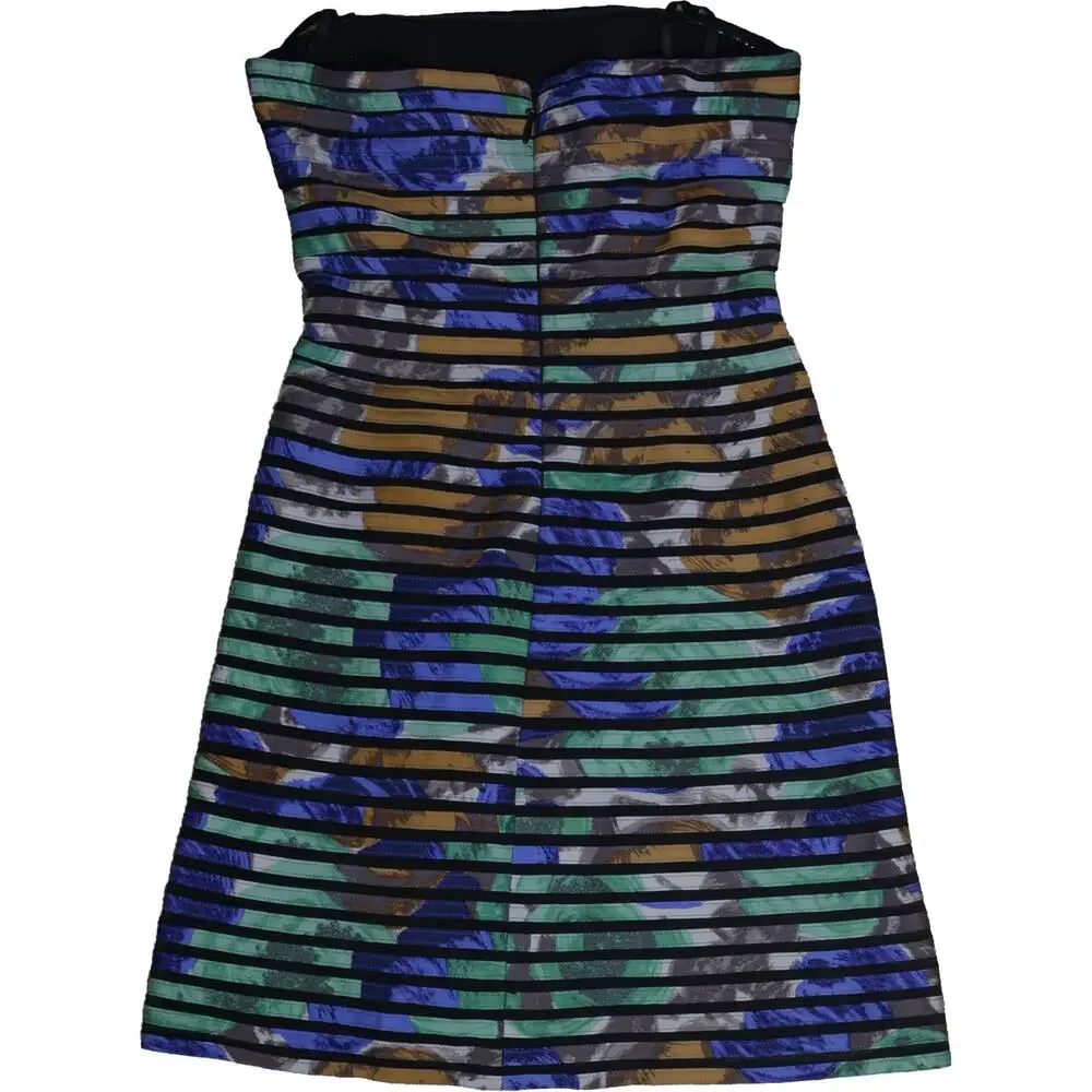 Y2K‎ Clubwear BCBGMAXAZRIA Strapless Silk Bodycon Mini Dress Size 0 Stripe NWT